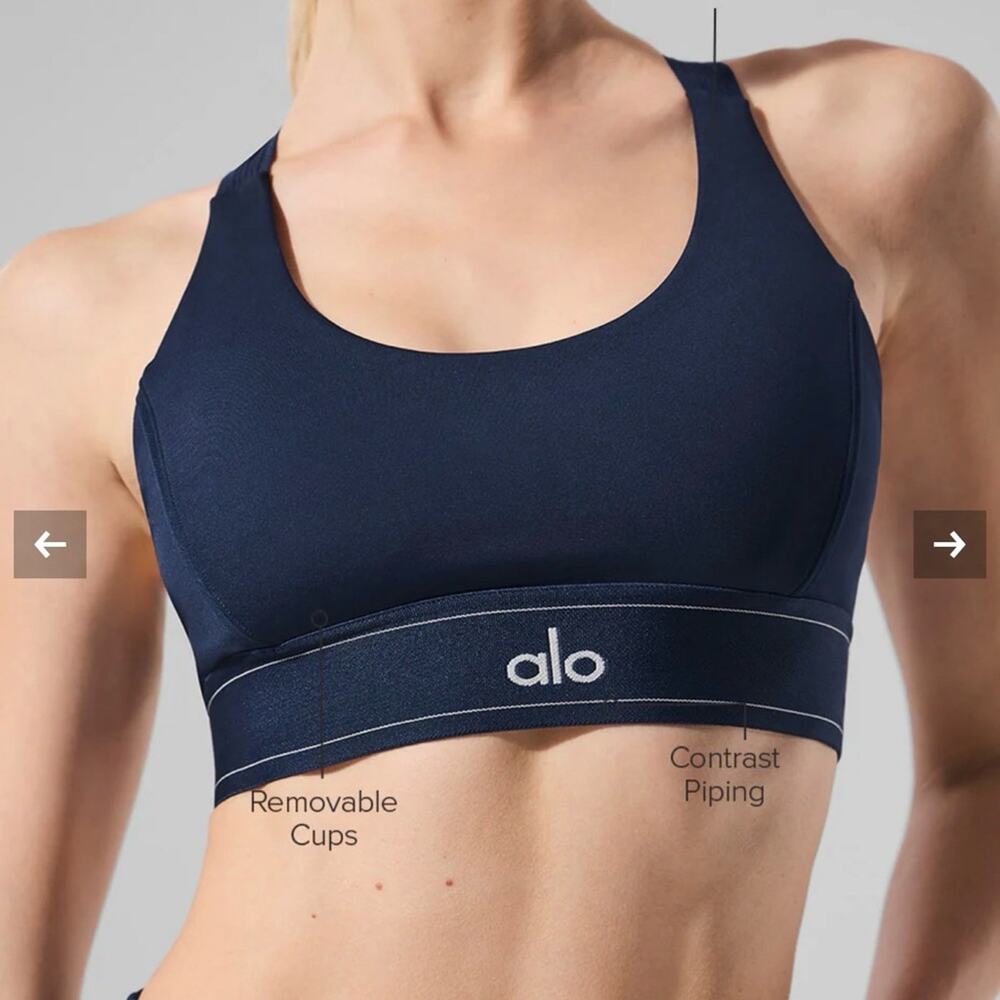 ALO Yoga Navy High-Waist Airlift Leggings bra suit up Navy large authentic NEW - Picture 7 of 11